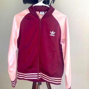 Adidas pink/maroon bomber jacket